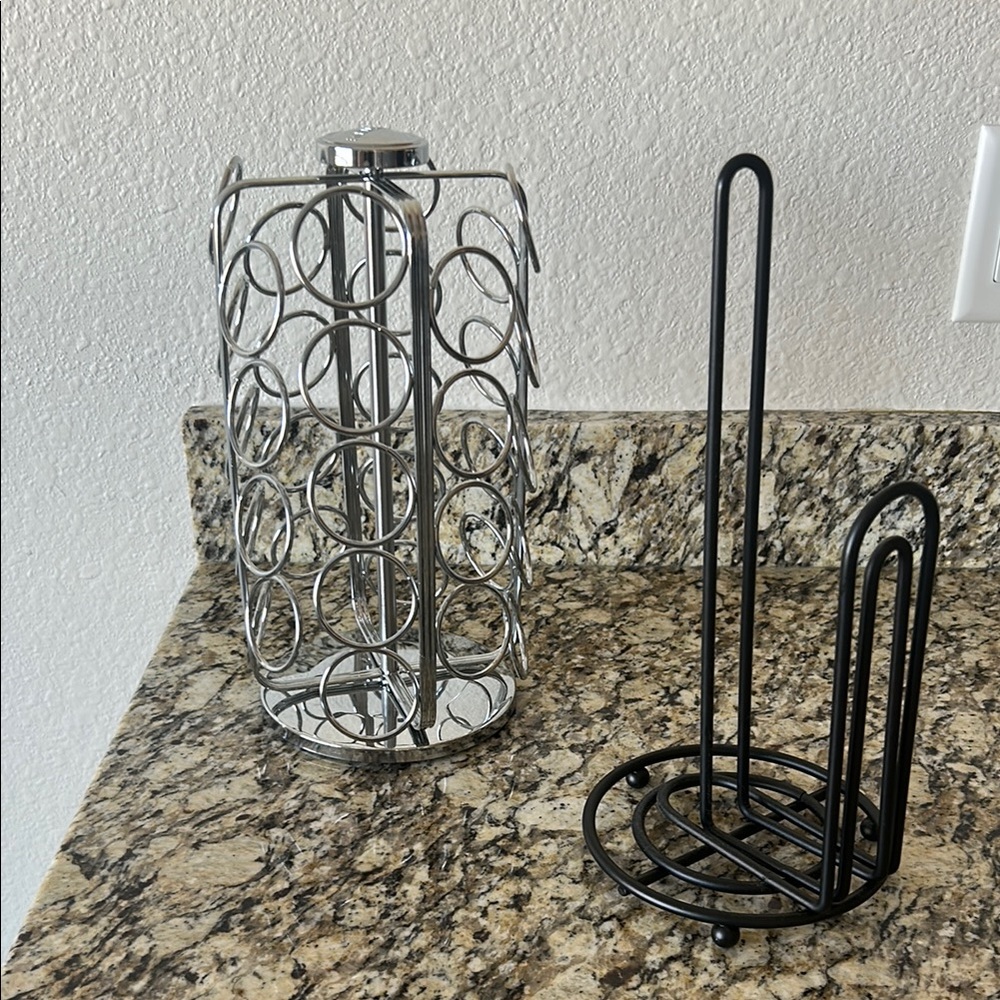 Silver and Black Metal Kitchen Organizers